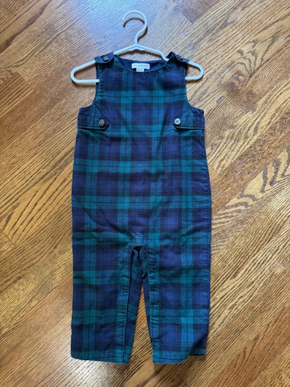 Janie and Jack Navy Green Plaid Overall | 12-18M